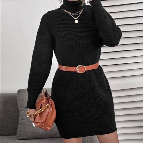 Cozy turtleneck Oversized knit sweater dress Minimalist - Picture 6 of 15